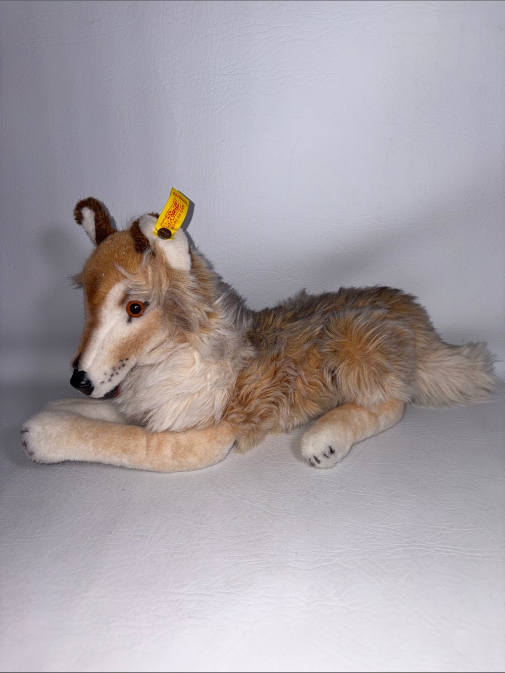 Steiff VTG Corso Lying Collie Dog 4090/40 1985 40cm w/ Button Ear &  Chest Tag
